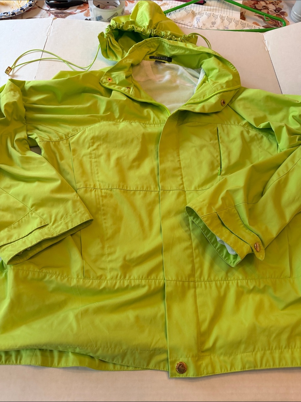 Ralph Lauren Lime Green Hooded Rain Jacket VGUC size Large